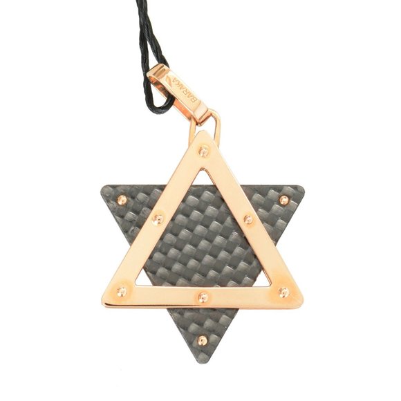 BARAKA Men's ST291121ROC0000000 Rose Gold Carbon Fiber Star Of David Pendant